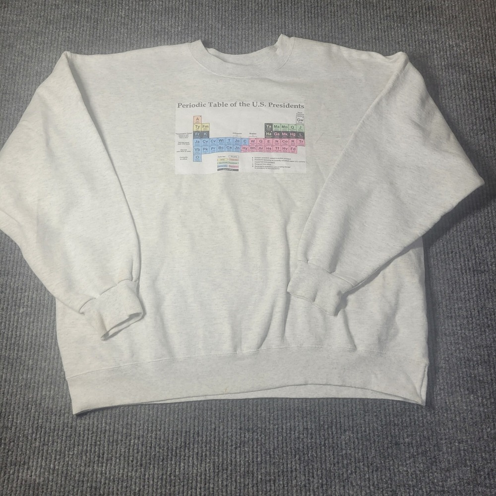 XL Periodic Table Of US Presidents Graphic Print Gray Hanes Ultimate Cotton